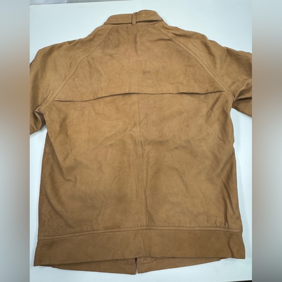 Surface to Air Seasaw Biker Jacket Tan Nubuck Leather Motorcycle Neck Straps M - Picture 6 of 16